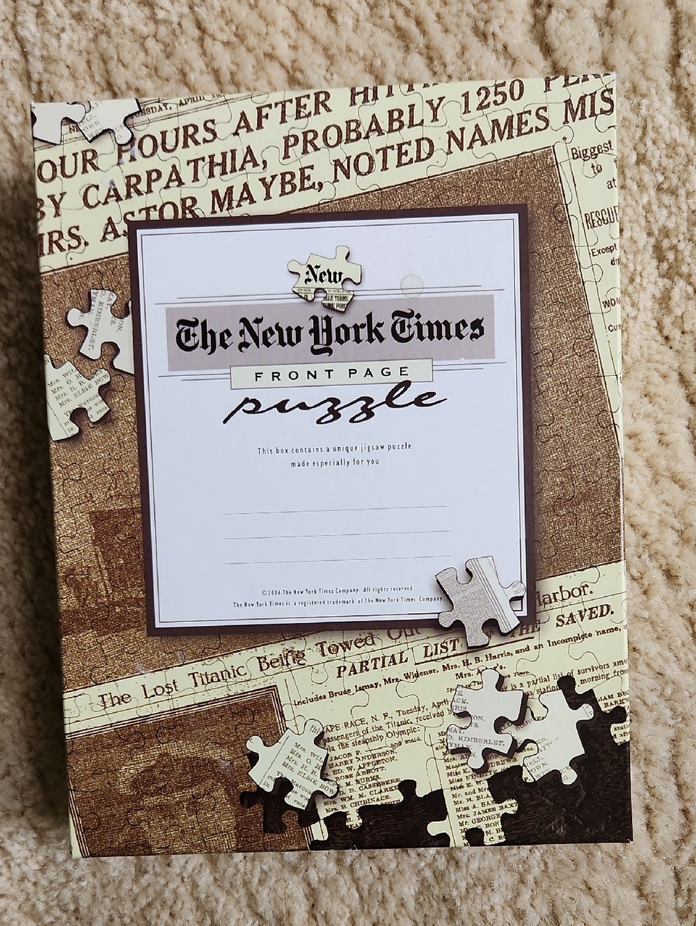 New York Times Front Page Jigsaw Puzzle Headline December 19,1959